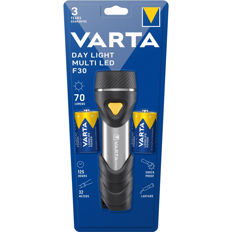 Varta Day Light Multi LED F30 Black, Silver, Yellow Hand flashlight