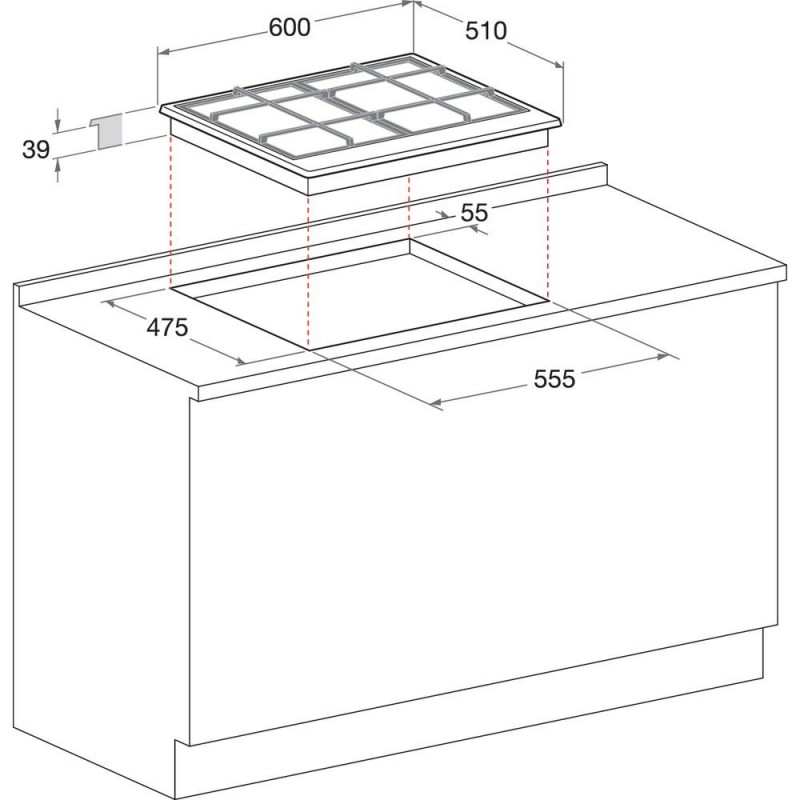 Hotpoint PCN 641 T IX HAR hob Stainless steel Built-in 60 cm Gas 4 zone(s)