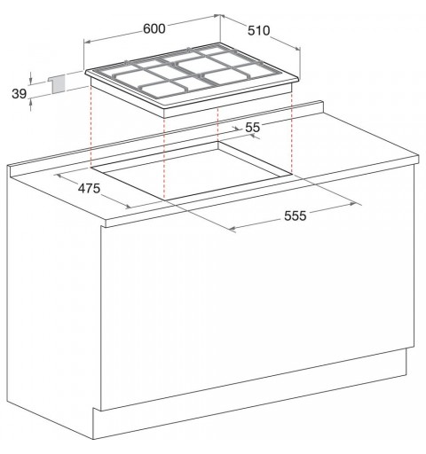 Hotpoint PCN 641 T IX HAR hob Stainless steel Built-in 60 cm Gas 4 zone(s)