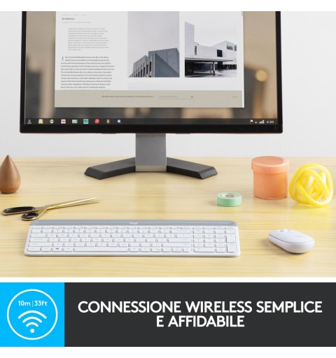 Logitech Slim Wireless Keyboard and Mouse Combo MK470 teclado USB QWERTY Italiano Blanco