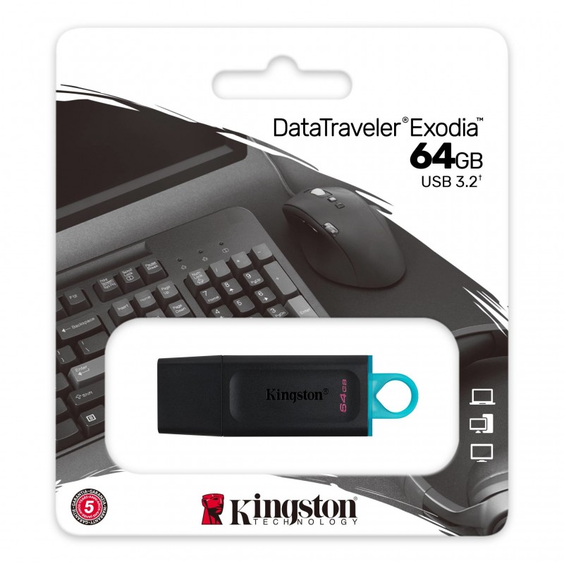 Kingston Technology DataTraveler Exodia unidad flash USB 64 GB USB tipo A 3.2 Gen 1 (3.1 Gen 1) Negro