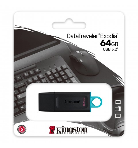 Kingston Technology DataTraveler Exodia unidad flash USB 64 GB USB tipo A 3.2 Gen 1 (3.1 Gen 1) Negro