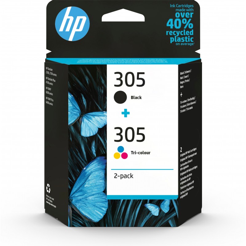 HP Pack de 2 cartouches d'encre authentiques 305 3 couleurs noir