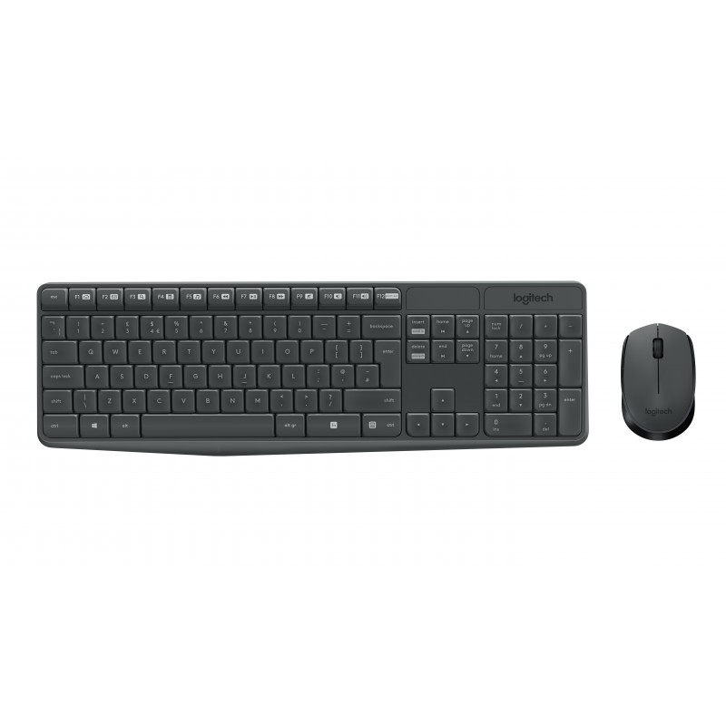 Logitech MK235 Wireless Keyboard and Mouse Combo Tastatur USB QWERTY Italienisch Grau