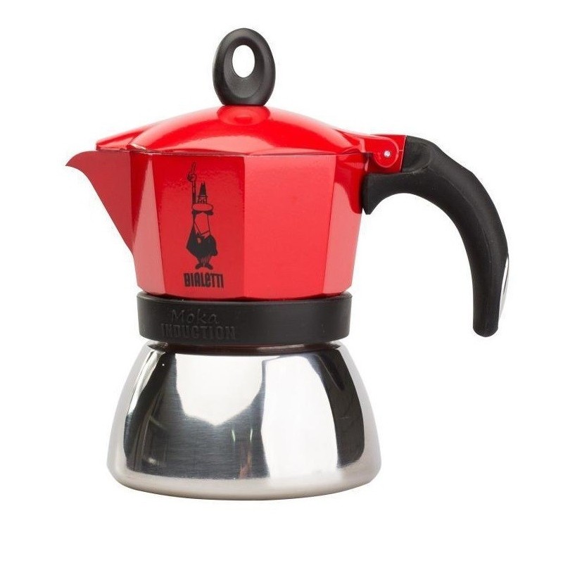 Bialetti Moka induction Cafetière à moka 0,24 L Rouge, Argent