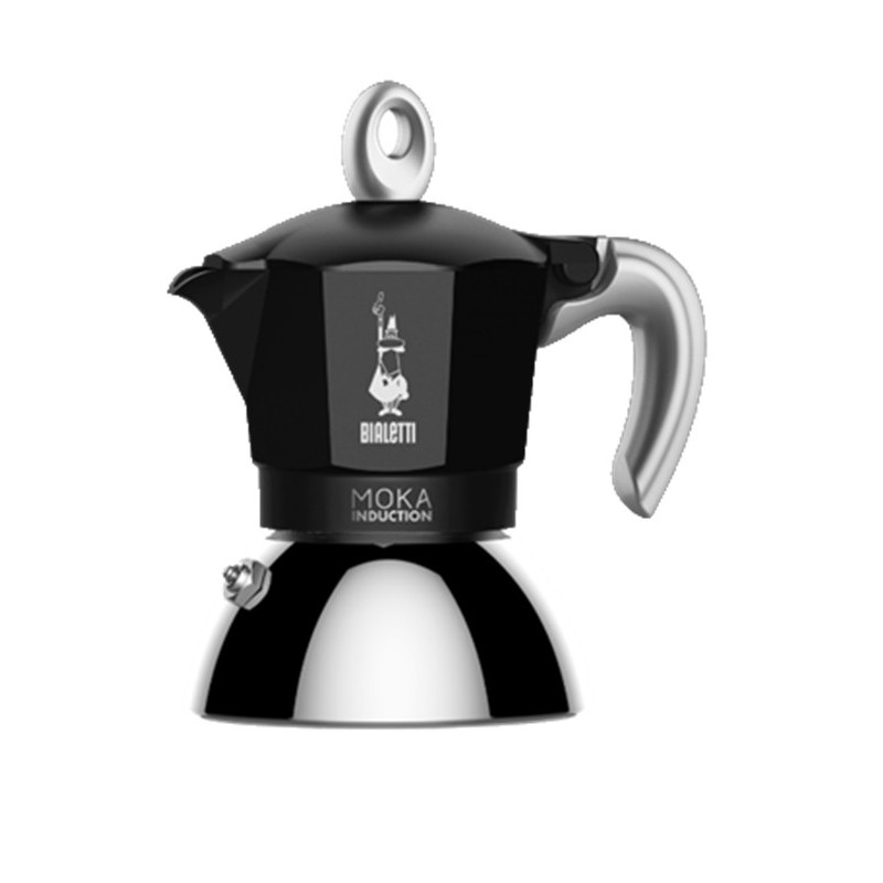 Bialetti Moka Induction Cafetière à moka 0,4 L Noir, Argent