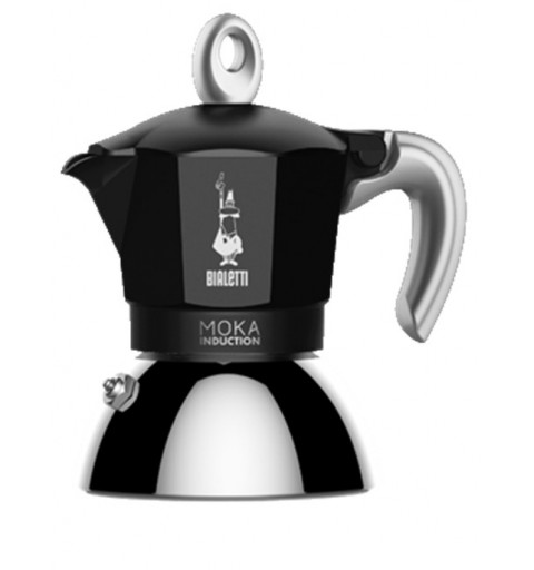 Bialetti Moka Induction Cafetière à moka 0,4 L Noir, Argent