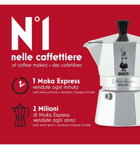 Bialetti Moka Express Cafetera italiana 0,06 L Aluminio, Negro