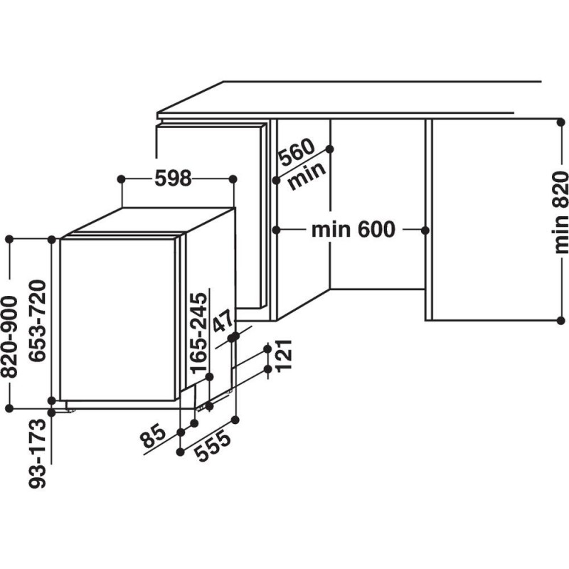 Whirlpool WIC 3C26 F Semi-intégré 14 couverts E