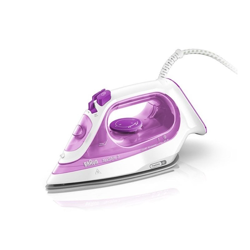 Braun TexStyle 3 SI 3030 Fer à repasser à sec ou à vapeur Semelle céramique Ultraglide 2300 W Rose