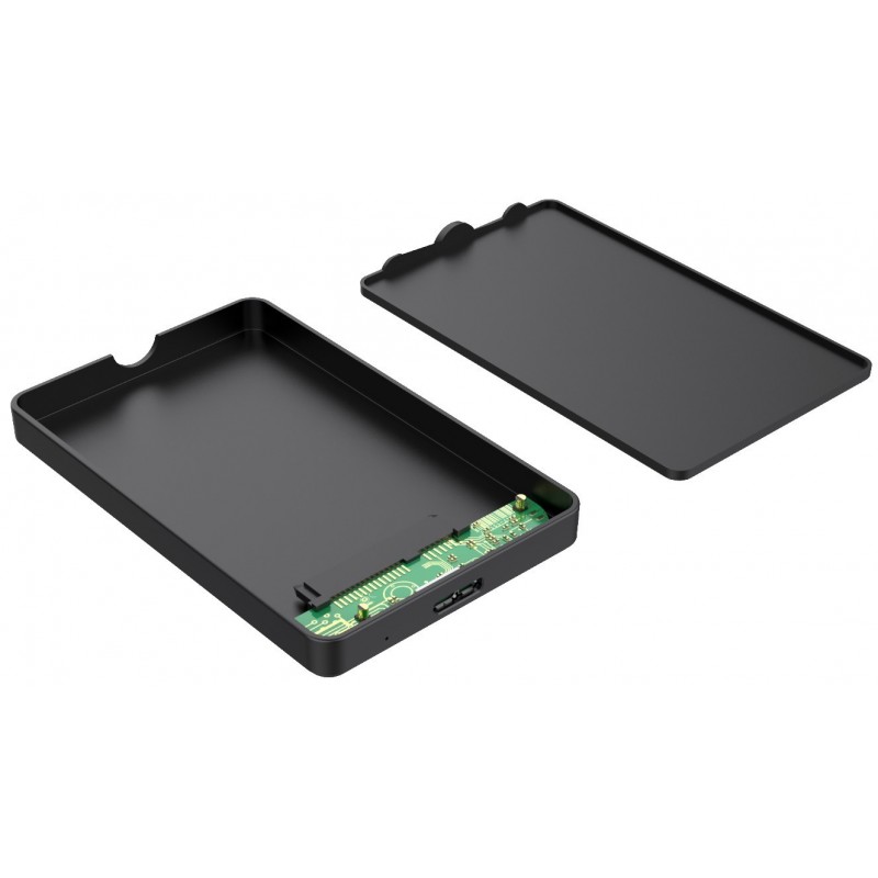 Techly I-CASE USB3-SL25TY Speicherlaufwerksgehäuse HDD SSD-Gehäuse Schwarz 2.5 Zoll