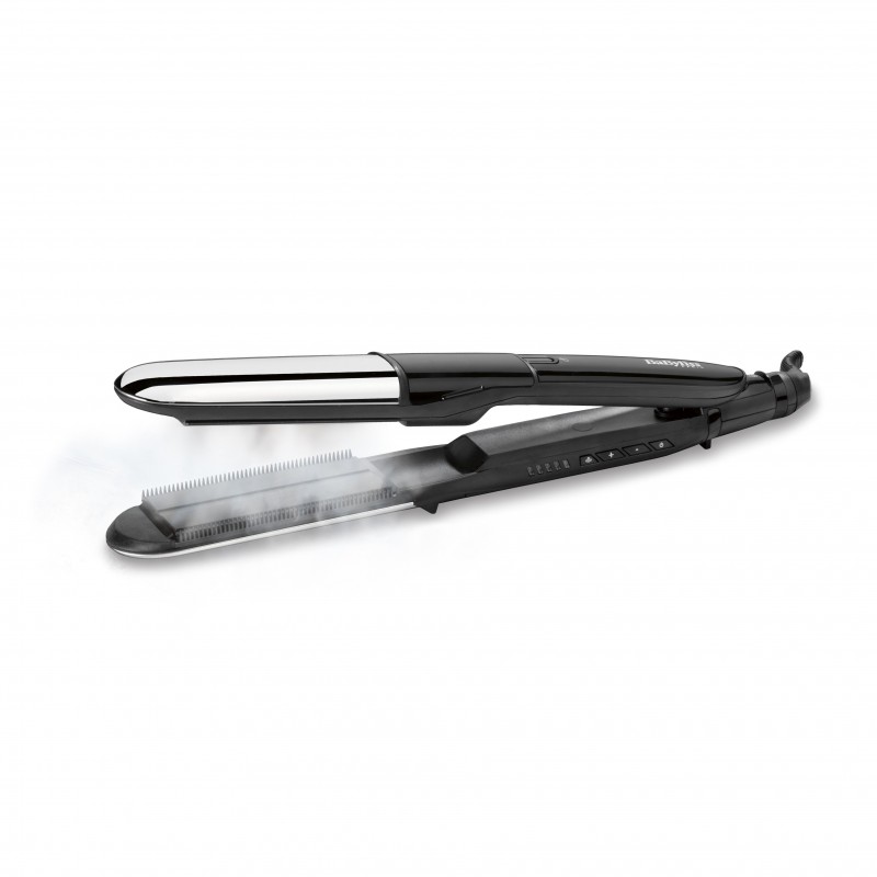 BaByliss Steam Mist Styler Plancha de pelo Vapor Negro, Plata 2,5 m