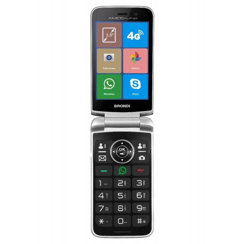 Brondi Amico Flip 4G+ 8.89 cm (3.5") 136 g Black, Silver Feature phone