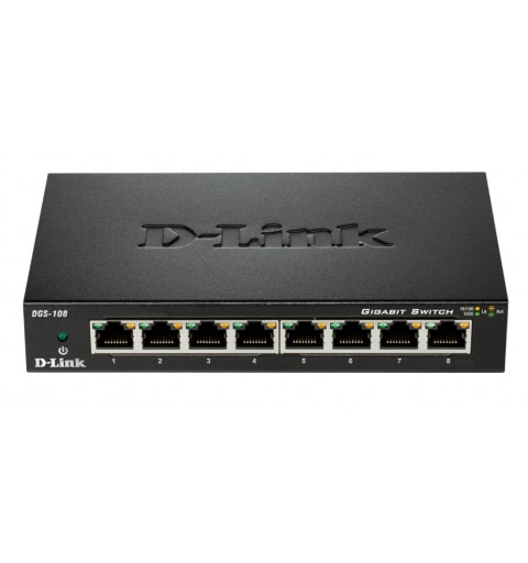 D-Link DGS-108 switch di rete Non gestito Nero