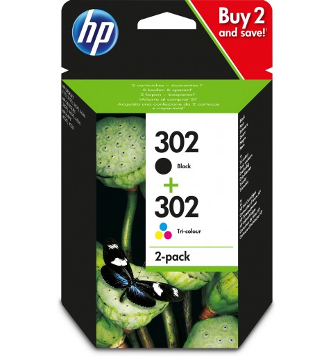HP Pack de 2 cartouches d'encre noire 3 couleurs authentiques 302