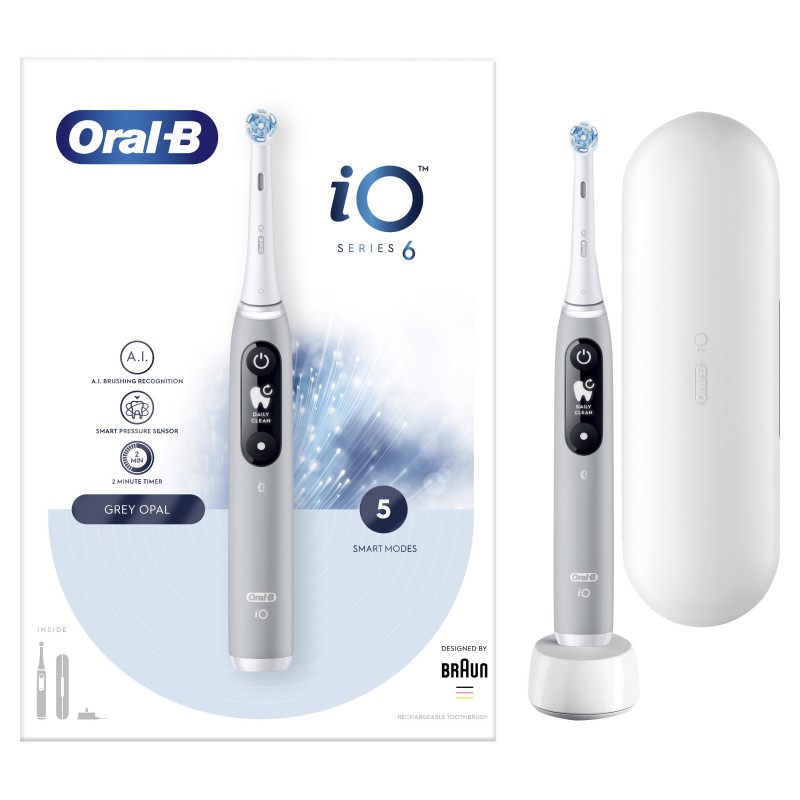 Oral-B iO - 6 - Spazzolino Elettrico Grigio Designed By Braun