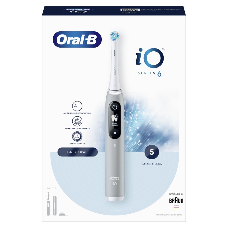 Oral-B iO - 6 - Spazzolino Elettrico Grigio Designed By Braun