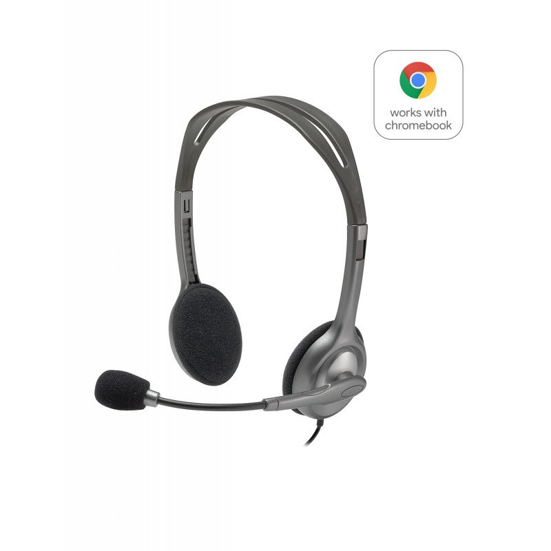 Logitech Stereo Headset H110 Kopfhörer Verkabelt Kopfband Büro Callcenter Grau