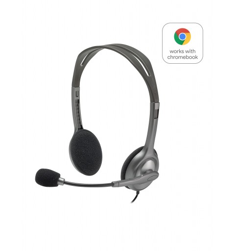 Logitech Stereo Headset H110 Kopfhörer Verkabelt Kopfband Büro Callcenter Grau