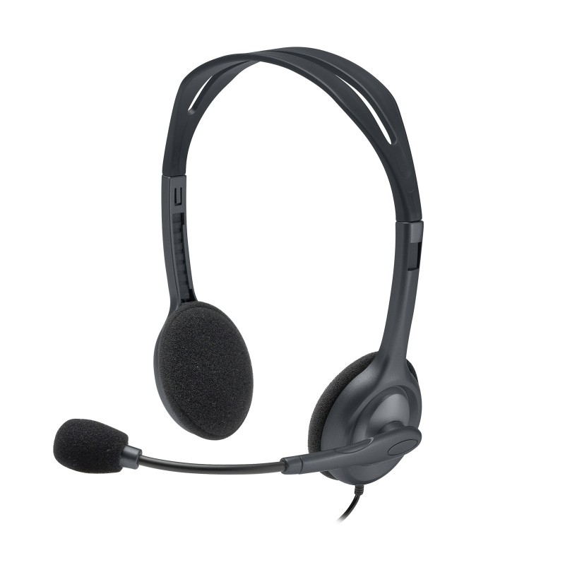 Logitech Stereo Headset H110 Kopfhörer Verkabelt Kopfband Büro Callcenter Grau