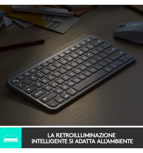 Logitech MX Keys Mini Minimalist Wireless Illuminated Keyboard clavier RF sans fil + Bluetooth QWERTY Italien Graphite