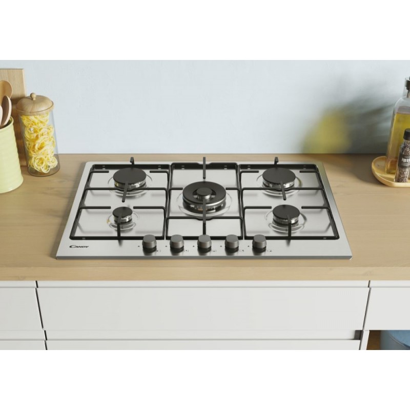 Candy Timeless CHW74WX Stainless steel Built-in 75 cm Gas 5 zone(s)