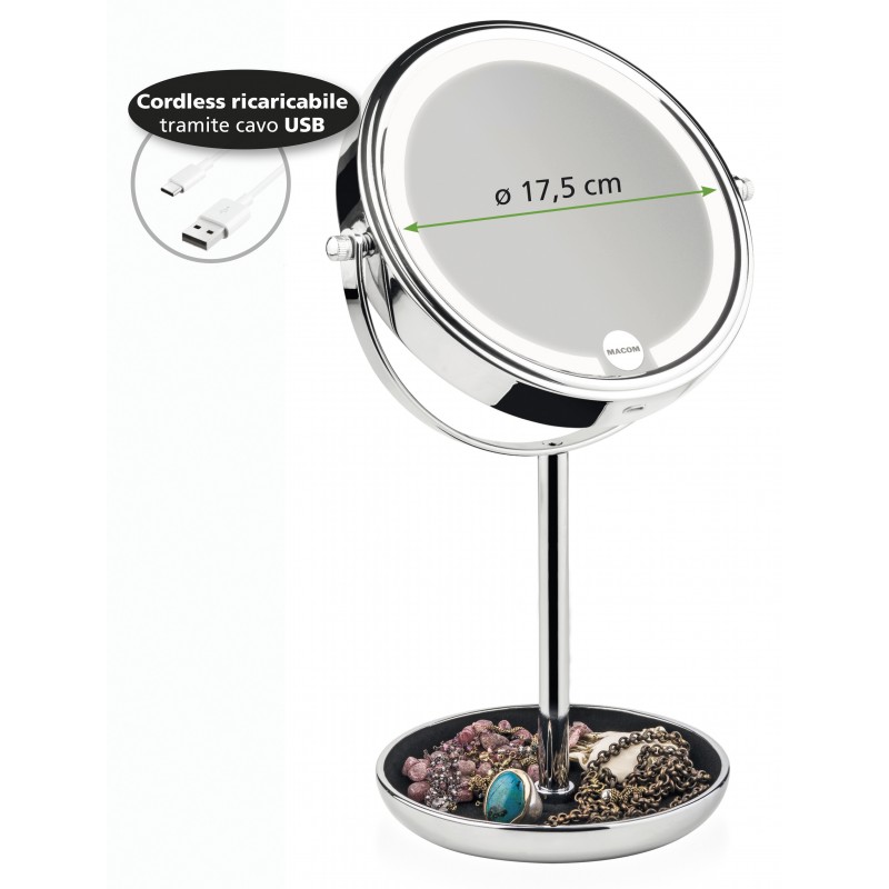 Macom Enjoy & Relax 233 miroir de maquillage Autonome Rond Chrome