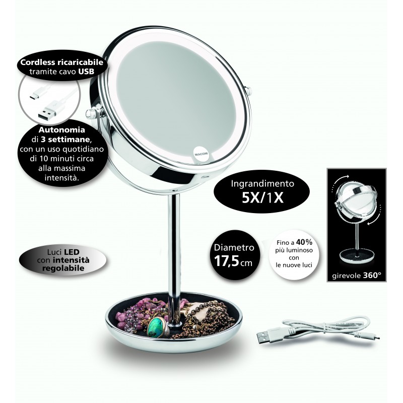 Macom Enjoy & Relax 233 miroir de maquillage Autonome Rond Chrome