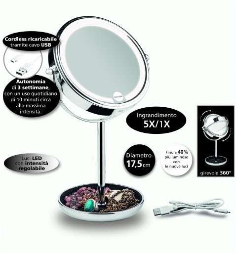 Macom Enjoy & Relax 233 miroir de maquillage Autonome Rond Chrome