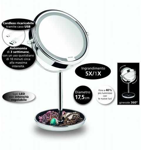 Macom Enjoy & Relax 233 miroir de maquillage Autonome Rond Chrome