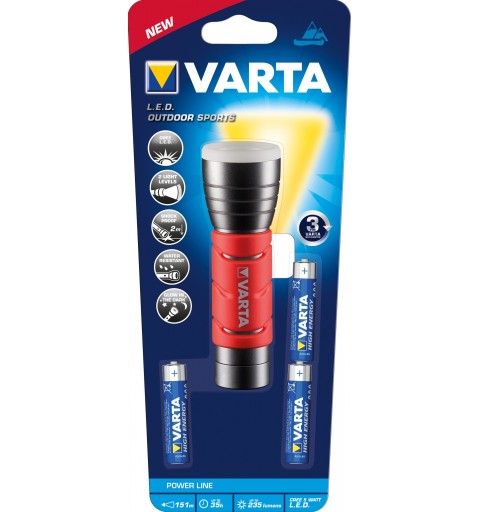 Varta 17627101421 Black, Red Hand flashlight LED