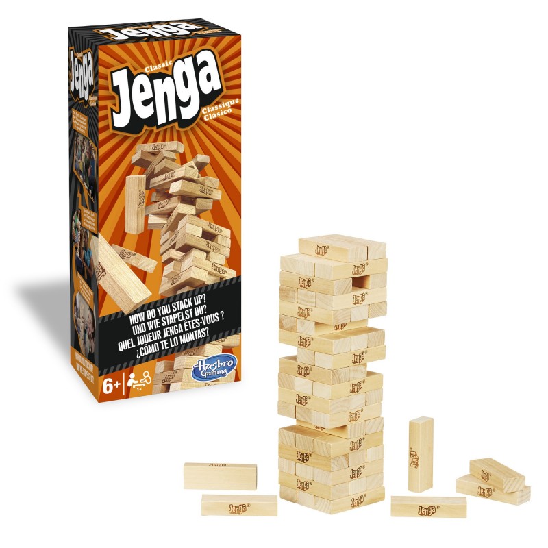 Hasbro Jenga Classic Erwachsene & Kinder Geschicklichkeitsspiel zur Feinmotorik