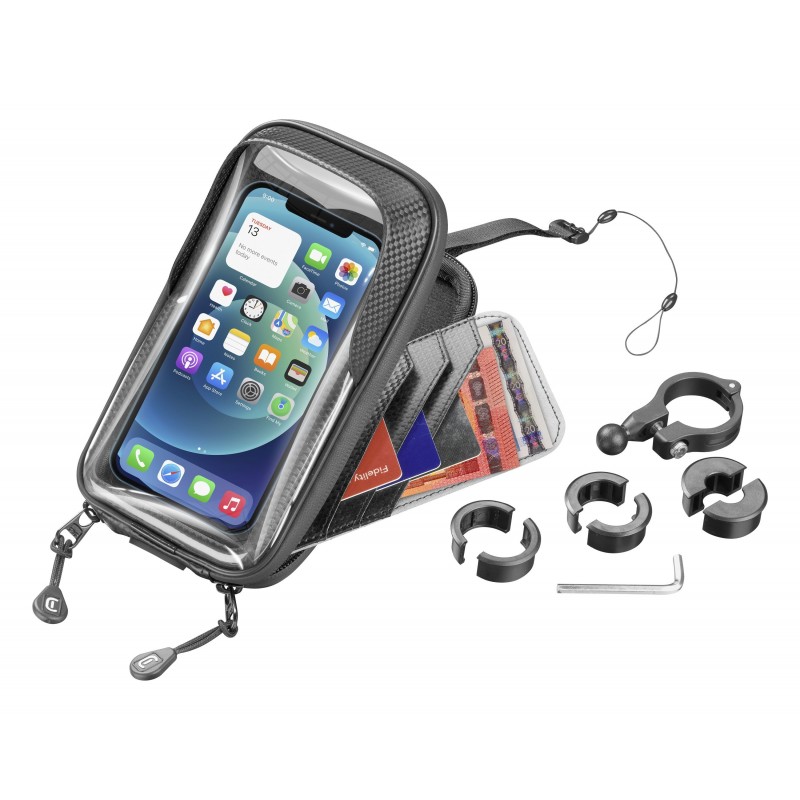 Cellularline Rider Shield - Universal Waterproof smartphone holder for handlebars Black