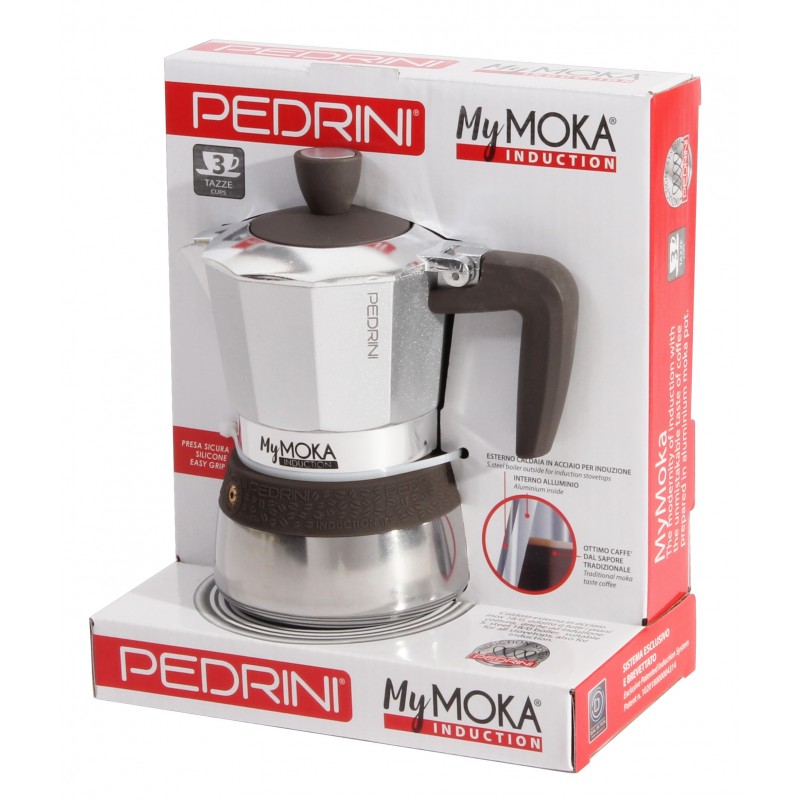 Pedrini MyMoka induction Moka pot Brown, Stainless steel