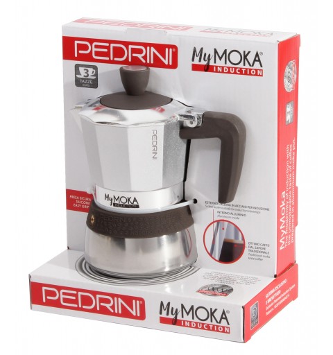 Pedrini MyMoka induction Moka pot Brown, Stainless steel