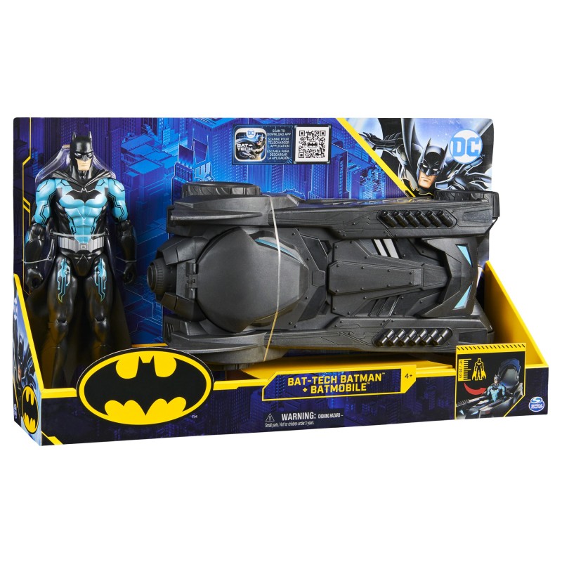 DC Comics BATMAN, action figure di Tactical BATMAN da 30 cm e veicolo Batmobile