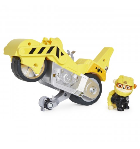 PAW Patrol , Moto Pups Rubble’s Deluxe Pull Back Motorcycle Vehicle with Wheelie Feature and Figure
