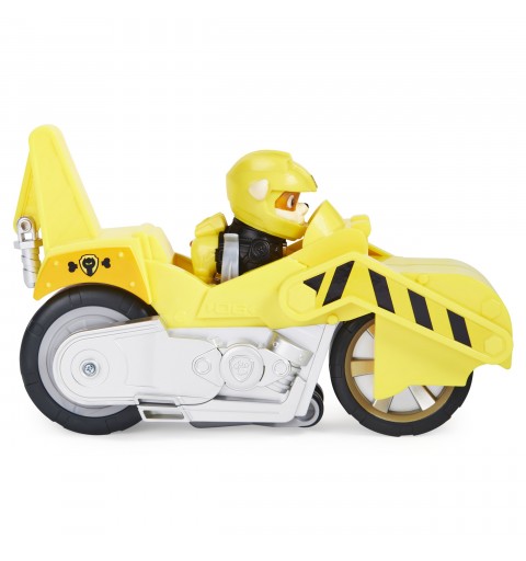 PAW Patrol PATRULLA CANINA - MOTO JUGUETE MOTO PUPS RUBBLE - Motocicleta de Fricción Deluxe con Función de Caballito y Figura