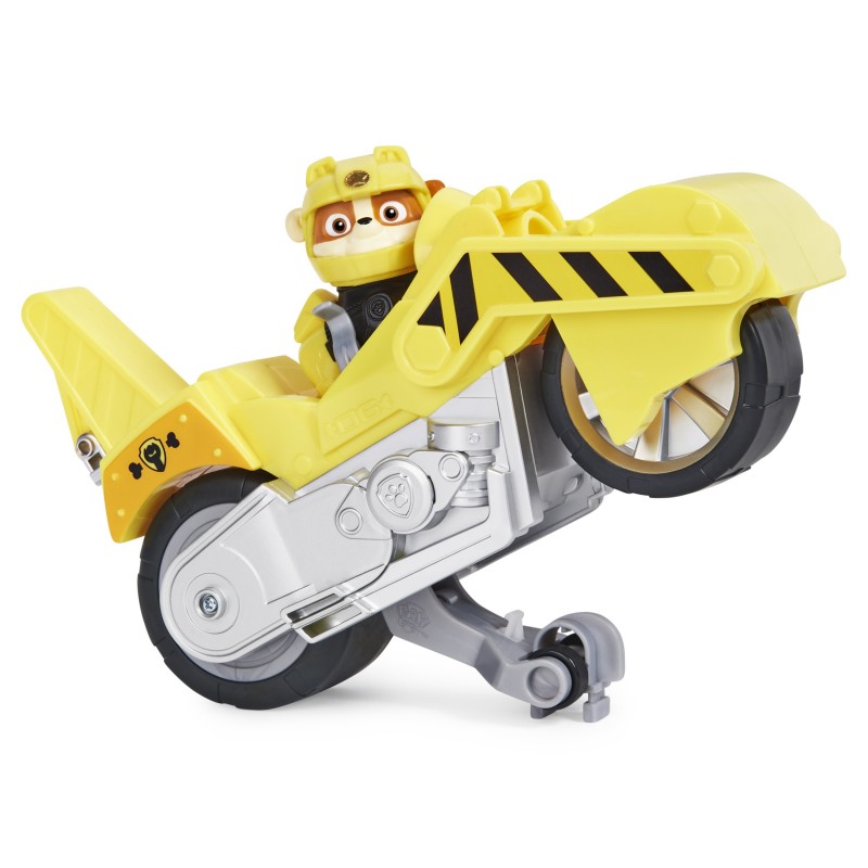 PAW Patrol Moto Pups Rubbles Motorrad mit Spielfigur, Fahrzeug mit Rückzugs- und Wheelie-Funktion, ab 3 Jahren, Basis Fahrzeug