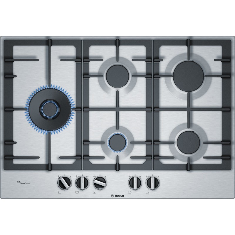 Bosch Serie 6 PCS7A5B90 hobs Acero inoxidable Integrado Encimera de gas 5 zona(s)