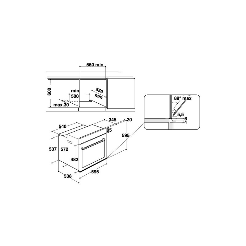 Hotpoint FI6 861 SP IX HA horno 73 L 3650 W A+ Negro, Acero inoxidable