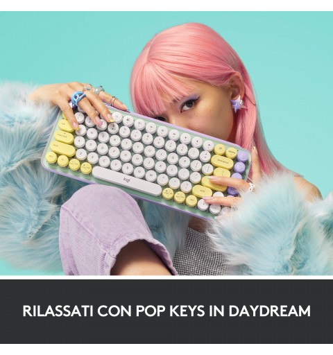 Logitech Pop Keys clavier RF sans fil + Bluetooth QWERTY Italien Couleur menthe