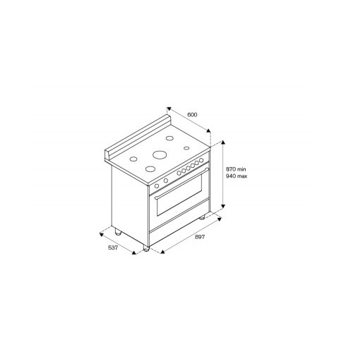 Bertazzoni La Germania Americana AMN965ENEV cocina Cocina independiente Encimera de gas Negro A