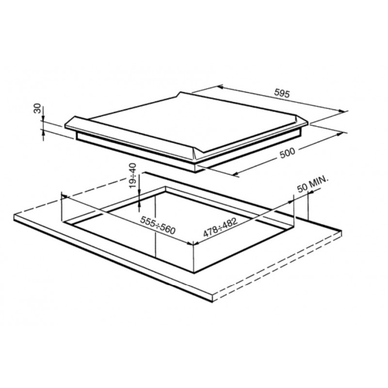 Smeg SRV564GH3 hob Stainless steel Built-in 60 cm Gas 4 zone(s)