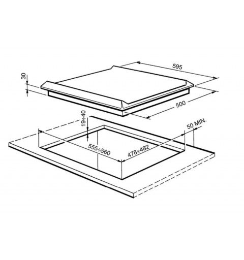 Smeg SRV564GH3 hob Stainless steel Built-in 60 cm Gas 4 zone(s)