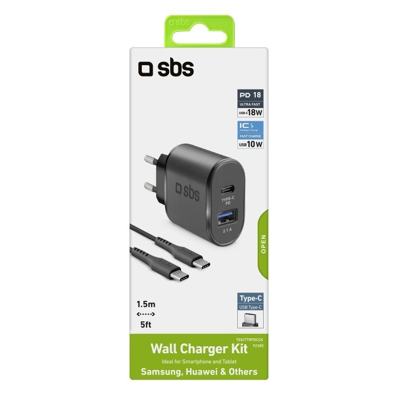 SBS TEKITTRPDCCK adaptador e inversor de corriente Interior 18 W Negro