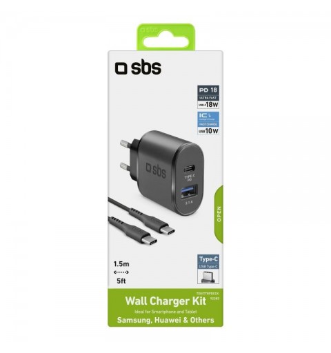 SBS TEKITTRPDCCK adaptador e inversor de corriente Interior 18 W Negro