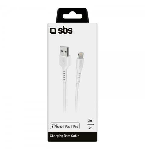 SBS TECABLEUSBIP5289W câble Lightning 2 m Blanc