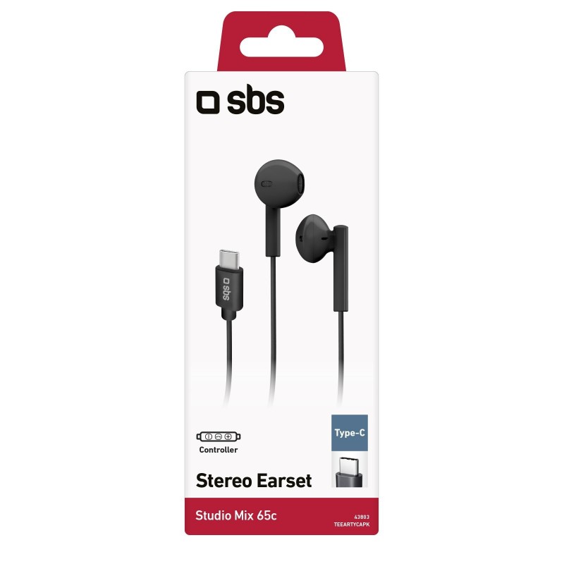 SBS Studio Mix 65c Headphones Wired In-ear Calls Music USB Type-C Black