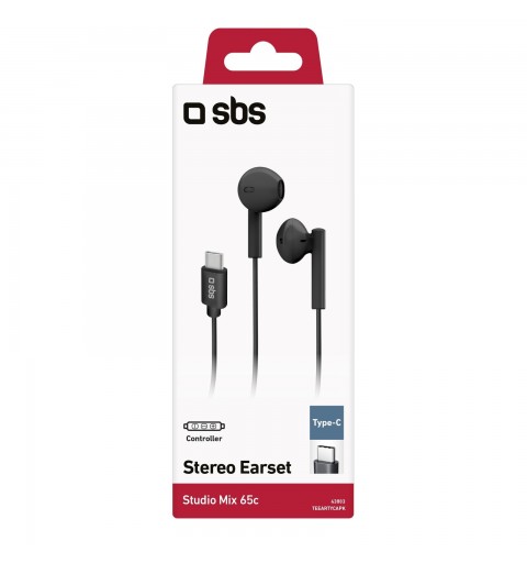 SBS Studio Mix 65c Auriculares Alámbrico Dentro de oído Llamadas Música USB Tipo C Negro